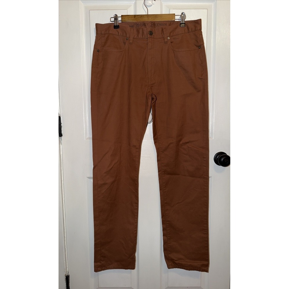 Hickey Freeman Jeans Pants Mens 34 Rust Brown Pima Cotton‎ Straight Leg Casual